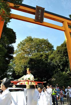 氷川神社鳥居と斎姫輿