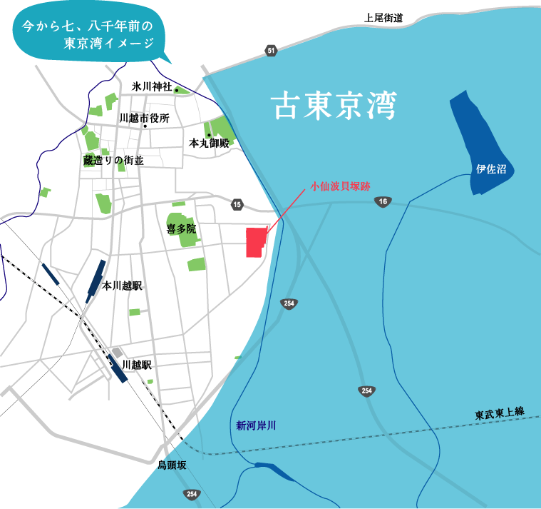 縄文時代 川越-東京湾マップ