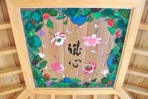 東屋天井の蓮の絵